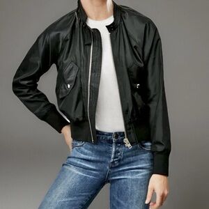 Free People NWOT Midnight Satin Black Bomber Jacket, Size XS